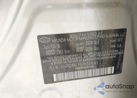 2018 Hyundai Elantra Value Edition from USA, damaged, VIN 5NPD84LF5JH371645